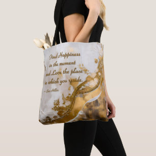 Find Happiness in the moment... Lee Hiller Quote Tote Bag