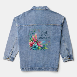 Find Inner Strength - Artistic Dragonfly Denim Jacket