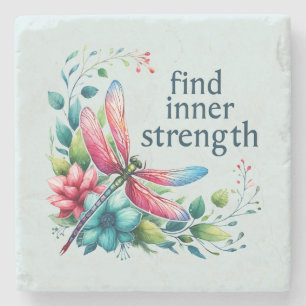 Find Inner Strength - Artistic Dragonfly Stone Coaster