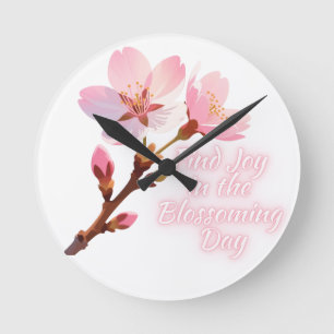 Find Joy in the Blossoming Day Round Clock