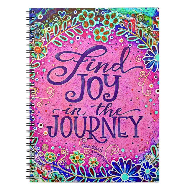 Find Joy in the Journey Pink Inspirivity Trendy Notebook (Front)