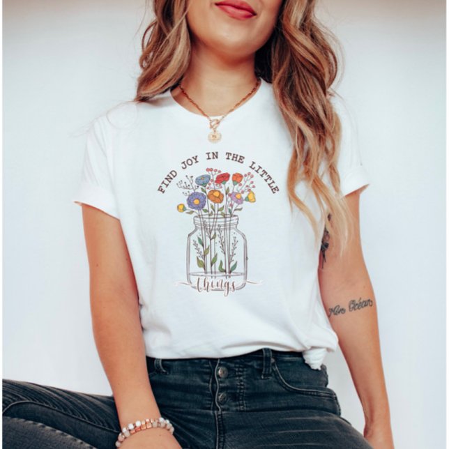Find Joy in the Little Things Retro Wildflowers T-Shirt (Creator Uploaded)