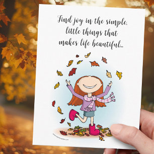 Find joy in the simple, little things girl playing postcard