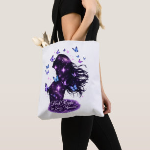 Find Magic in Every Moment Butterfly Galaxy Tote B Bag