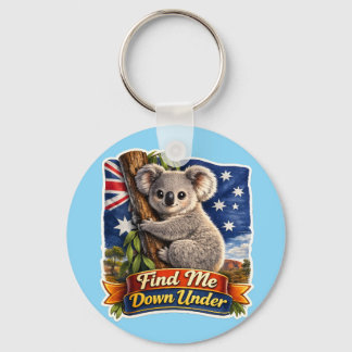 Find Me Down Under – Cute Koala Hugging Tree Key Ring