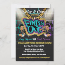 Find 'N Out Invitation! Gender Reveal! Hip Hop!