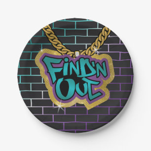 Find 'N Out Plate! Teal and Purple! Paper Plate