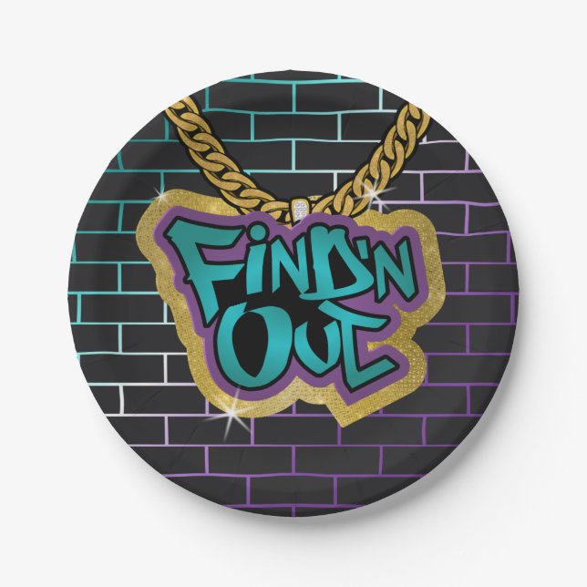Find 'N Out Plate! Teal and Purple! Paper Plate (Front)