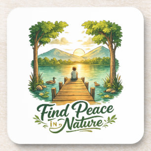Find Peace in Nature Sunset Lake Scenic Art Coaste Coaster