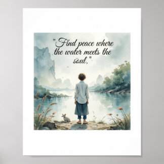 "Find Peace Where the Water Meets the Soul - Inspi Poster