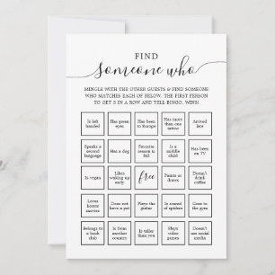 Find Someone Who Guests Bingo game Card