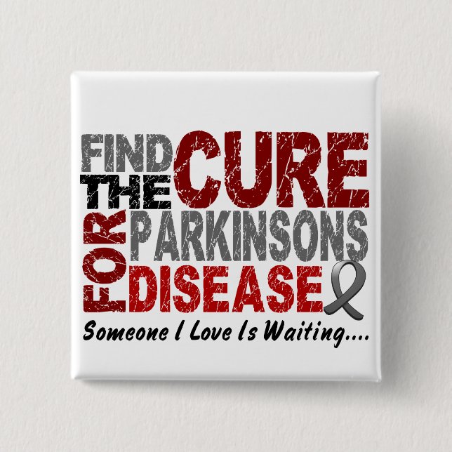 Find The Cure 1 PARKINSON’S DISEASE T-Shirts 15 Cm Square Badge (Front)
