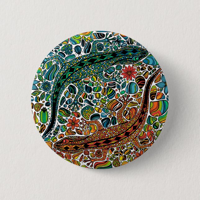 Find the geckos 6 cm round badge (Front)