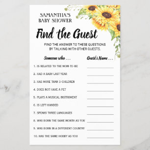 Find the guest baby shower bilingual game card