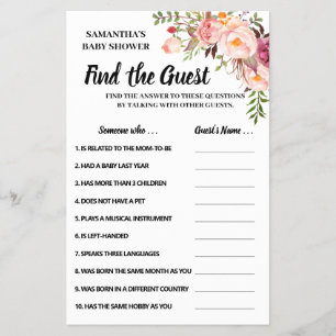 Find the guest baby shower bilingual game card