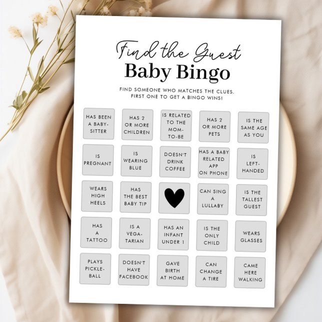 Find The Guest Baby Shower Bingo Game Card (Find The Guest Baby Shower Bingo Game Card)
