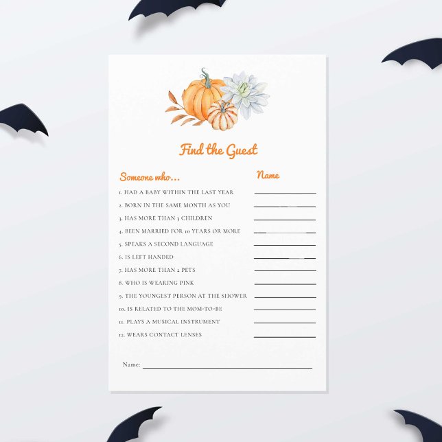 Find the Guest Baby Shower Game Fall Pumpkin (Creator Uploaded)