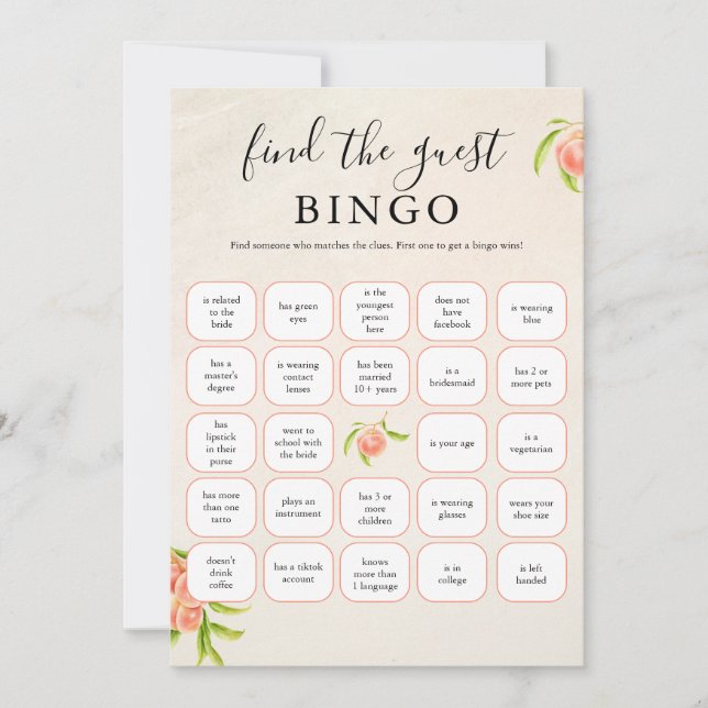Find the Guest Bingo Bridal Shower Card (Front)
