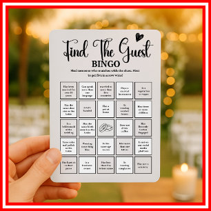 Find The Guest Bingo Bridal Shower Game Modern  Invitation