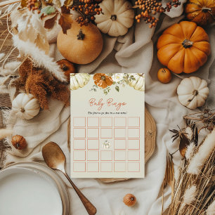 Find the guest Bingo Game Pumpkin Baby Shower Invitation
