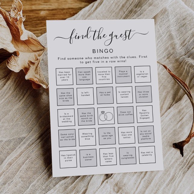 Find the Guest Bingo | Printable Bridal Shower  Invitation (Find the Guest Bingo | Printable Bridal Shower Invitation)