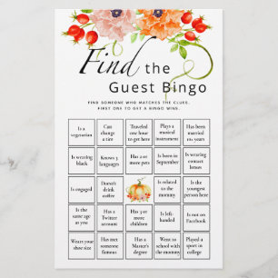 Find The Guest Bingo Pumpkin Baby Shower Game
