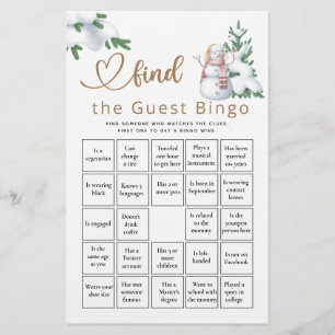 Find The Guest Bingo Winter Baby Shower Game