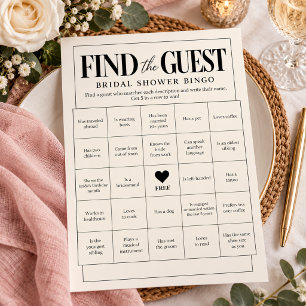 Find the Guest Bridal Shower Bingo Game Flyer