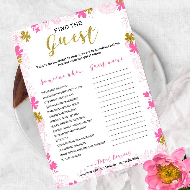 Find the Guest Bridal Shower  Floral Game Invitation (Creator Uploaded)