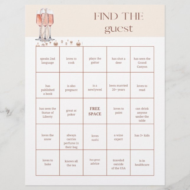 Find the Guest Bridal Shower Game Flyer (Front)
