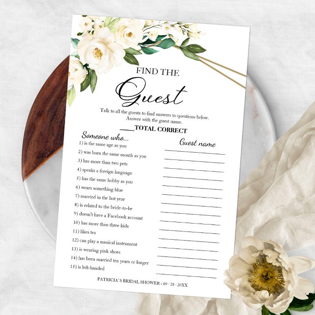 Find The Guest Game Greenery Bridal Shower Flyer (Creator Uploaded)