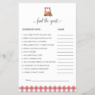 Find the Guest Game Locally Grown Baby Shower Flyer