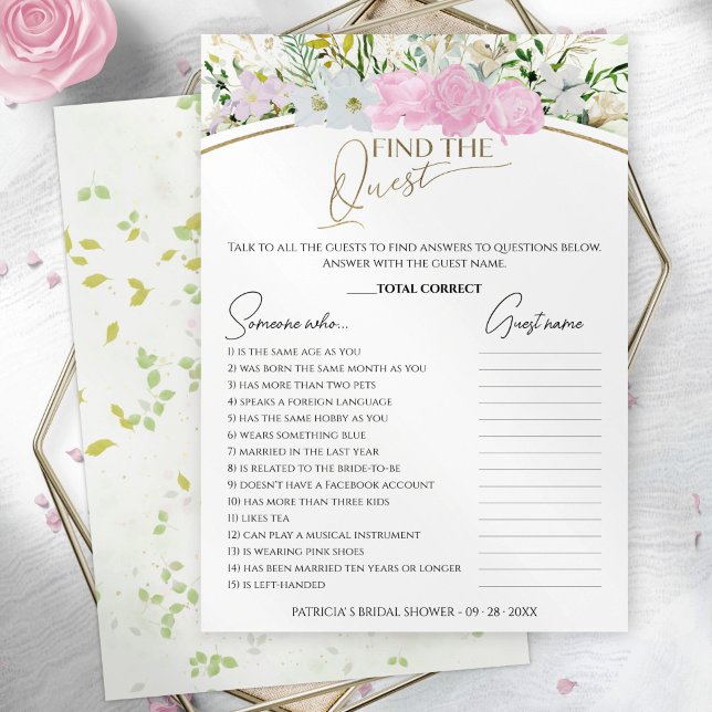 Find The Guest Game Wildflower Bridal Shower card (Creator Uploaded)