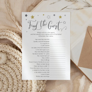 "Find the guest" Grey Gold White Baby Shower Game