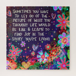 Find the Joy Modern Quote Floral Inspirivity Fun Jigsaw Puzzle