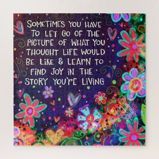 Find the Joy Modern Quote Floral Inspirivity Fun Jigsaw Puzzle (Vertical)