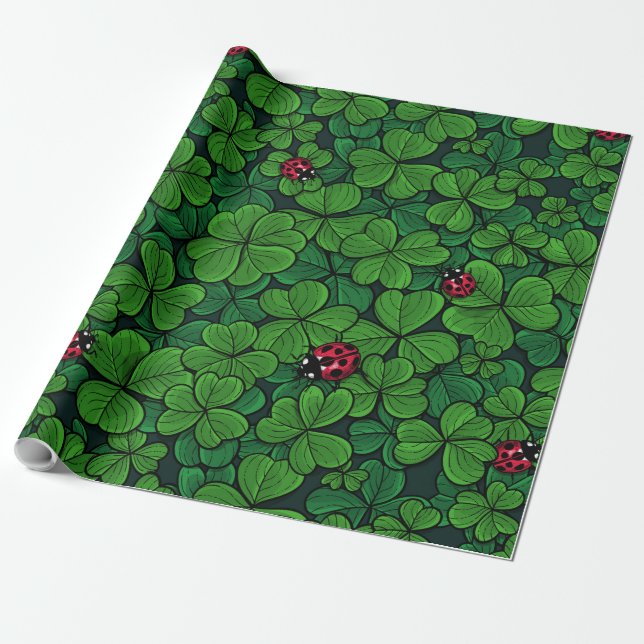 Find the lucky clover wrapping paper (Unrolled)