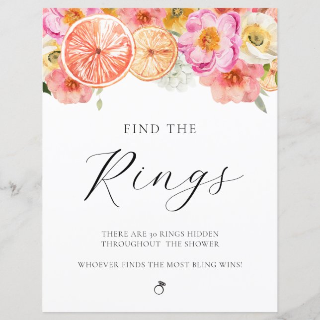 Find the Rings Bridal Shower Game Sign (Front)