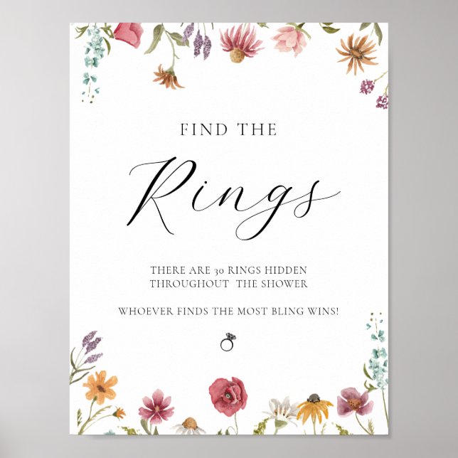 Find the Rings Bridal Shower Game Sign (Front)