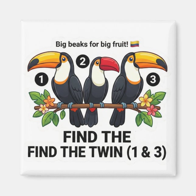 Find The Twin: Toucan Colombia Educational Matchin Magnet (Front)