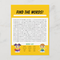Find the Words, Word Search Activity Card