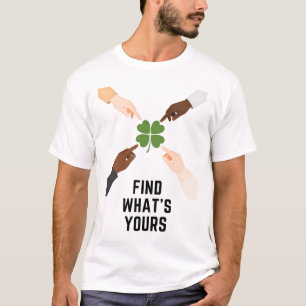 Find Whats Yours Minimal Lucky Clover Mens T Shirt