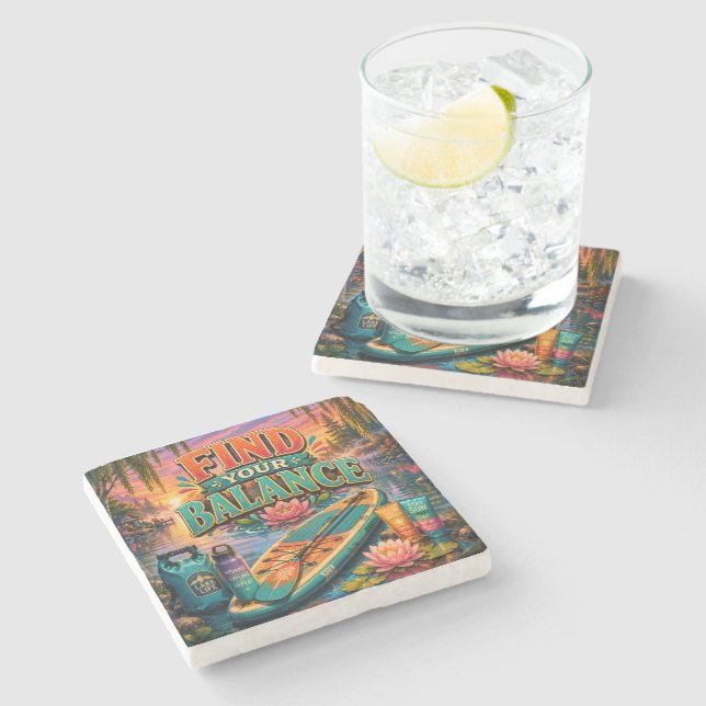 Find Your Balance Stone Coaster (Side)