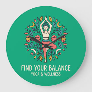 Find Your Balance Yoga & Wellness Tree Pose Mandal Large Clock