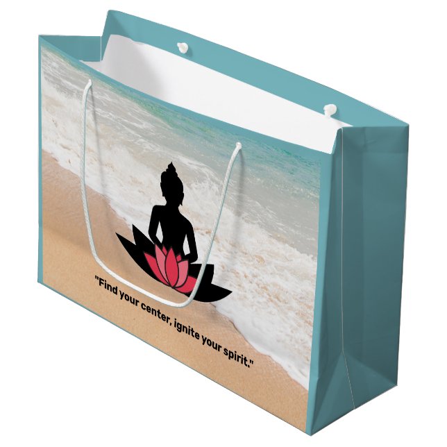 "Find your centre, ignite your spirit." YOGA LOVER Large Gift Bag (Front Angled)