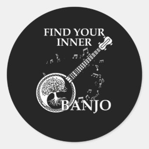 Find Your Inner Banjo Bluegrass Country Music Gift Classic Round Sticker