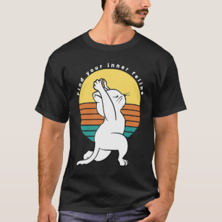 Find Your Inner Feline Retro Yoga Cat Present T-Shirt