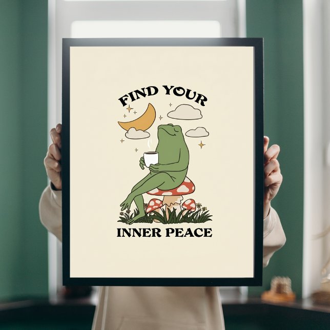 Find Your Inner Peace Frog Mushroom Coffee Poster (Creator Uploaded)