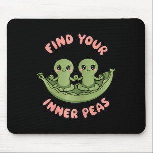 Find Your Inner Peas Kawaii Zen Pods Yoga Design Mouse Pad