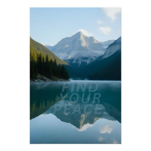 Find Your Peace — Mountain & Lake Minimalist Poste Poster